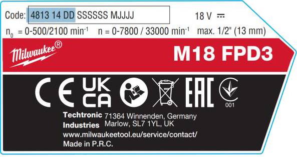 Where to find the rating plate on tools?